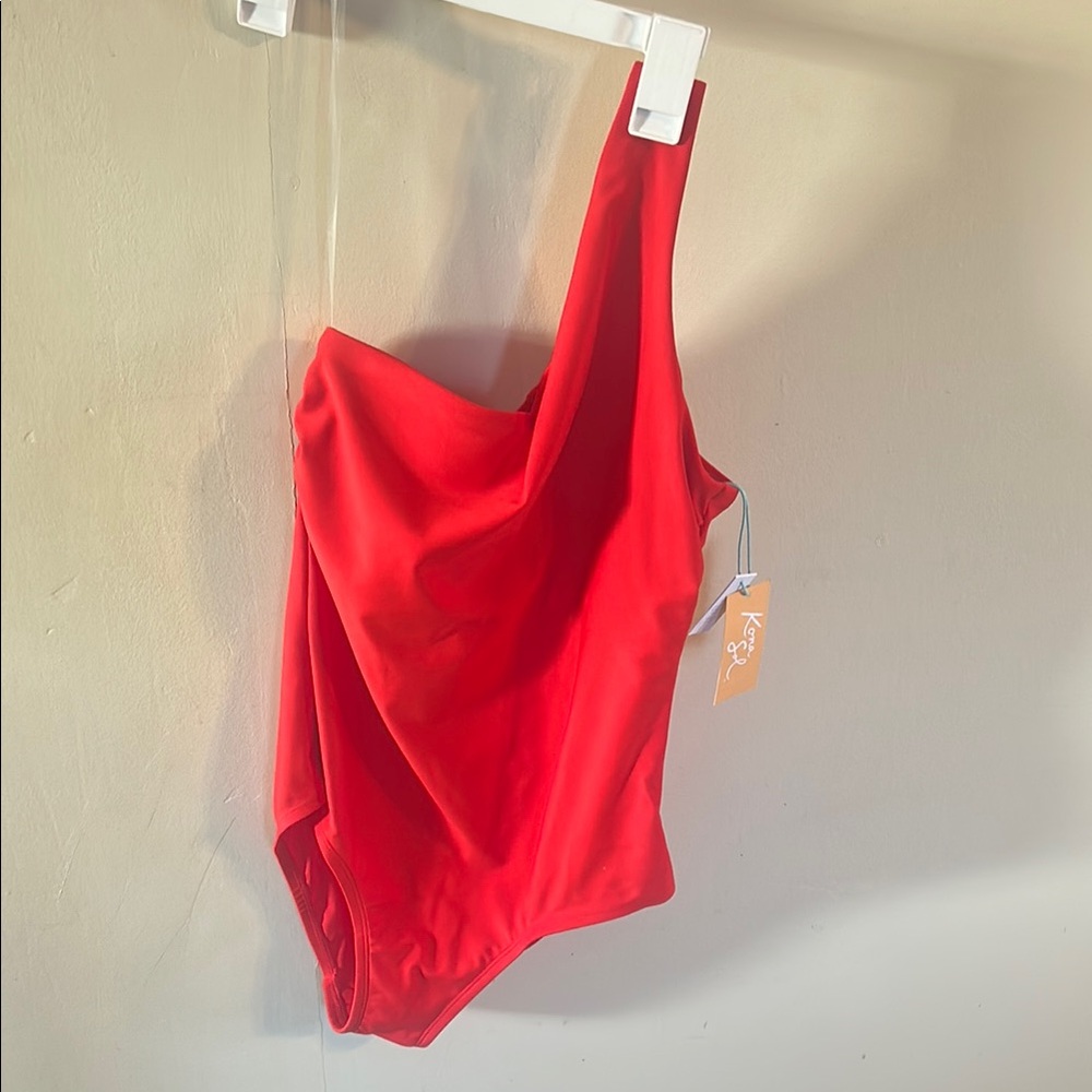 Red One-Shoulder Swimsuit
